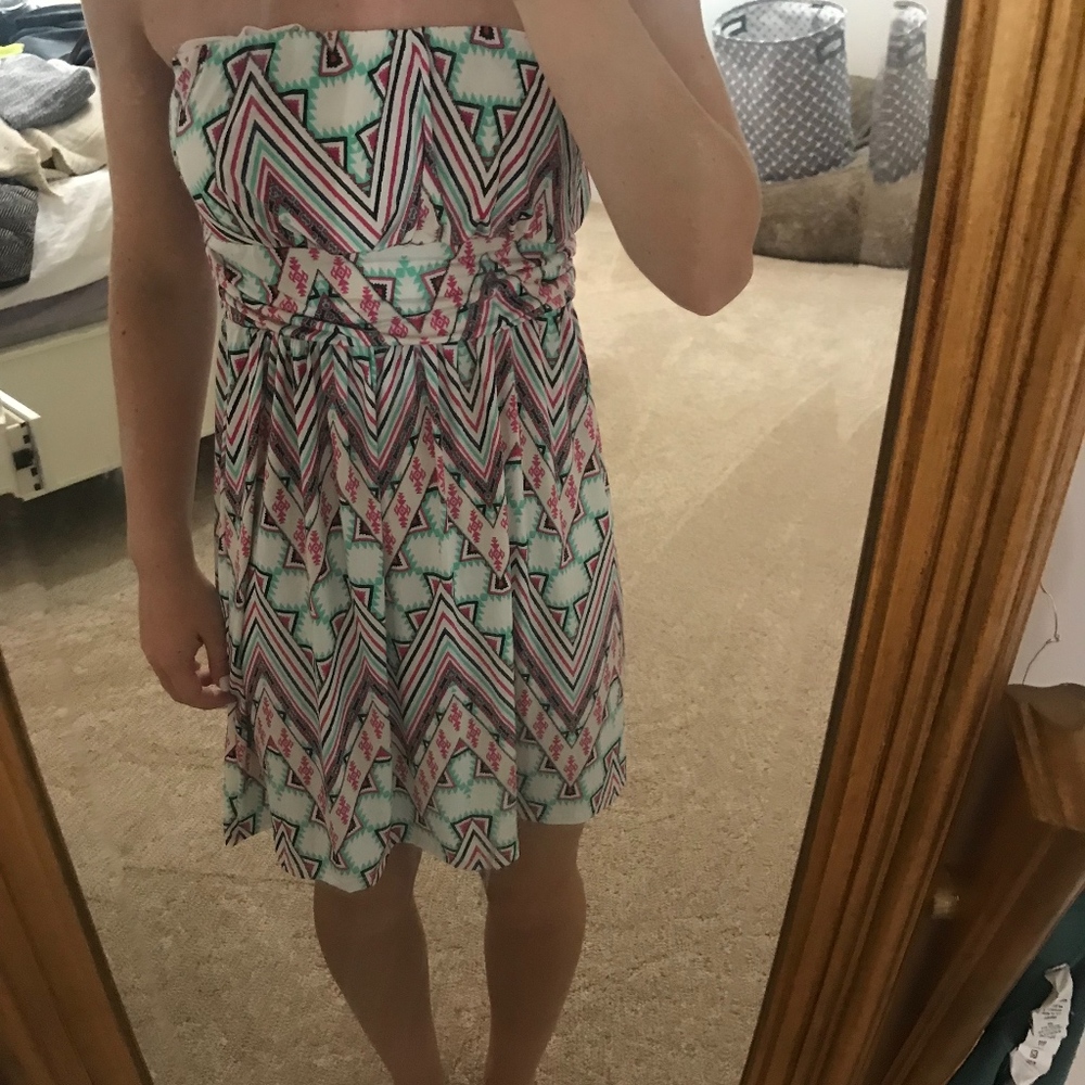 Patterned Strapless Beach Dress.